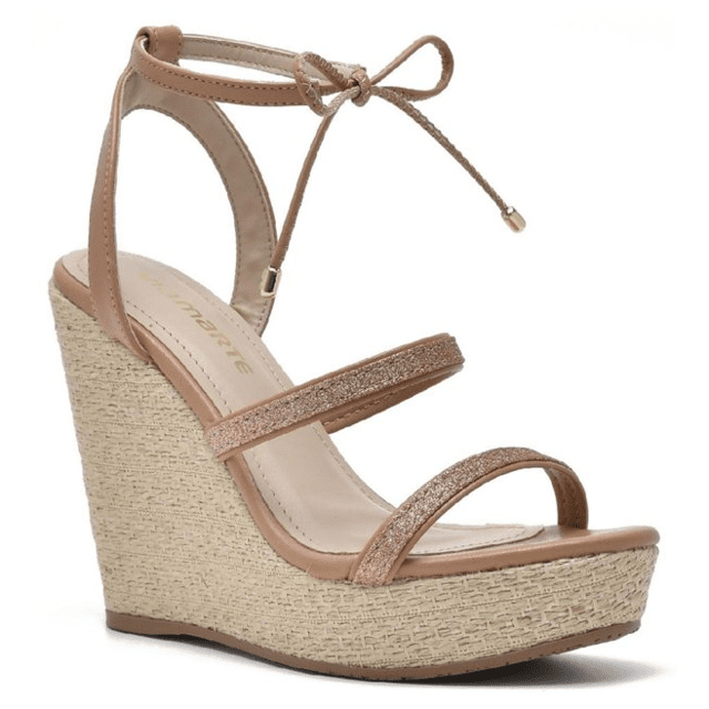 Sandália Via Marte Anabela Dourado-Marron 22-15102 Terê Calçados