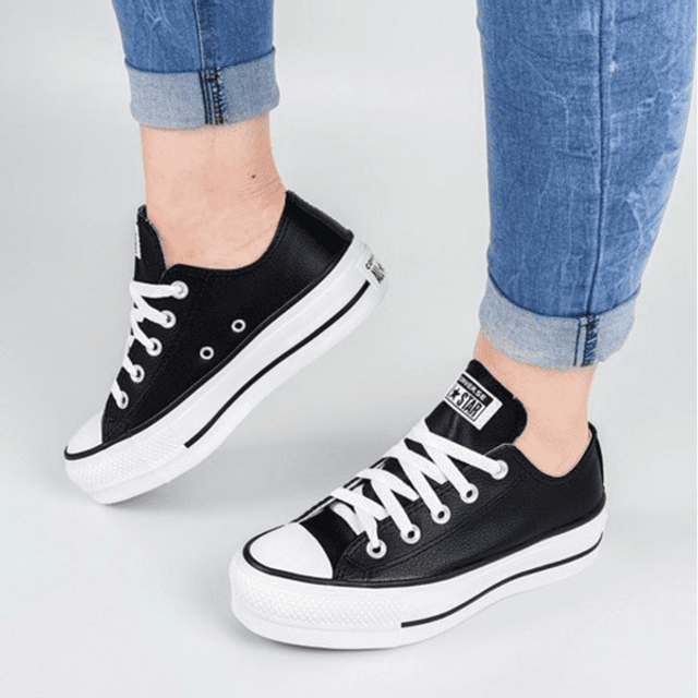 All Star Plataforma Tênis Converse Lift Feminino Branco Preto