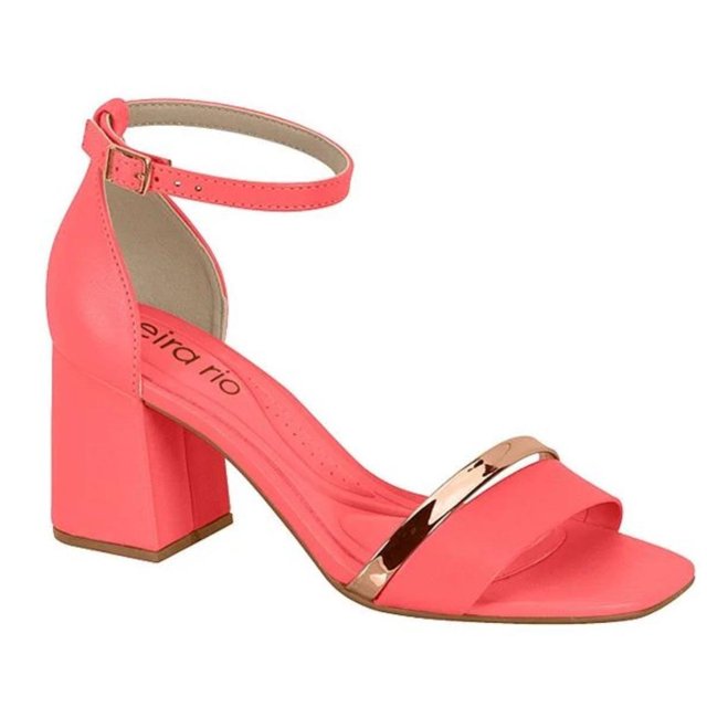 Sandália Beira Rio Salto Grosso com tira metalizada - Main Image