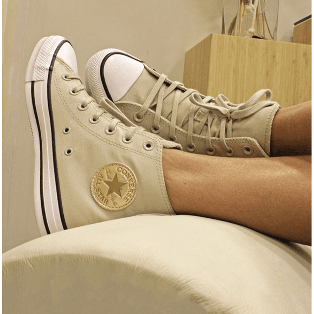 Tênis Converse Chuck Taylor All Star Hi Authentic Glam Bege Claro