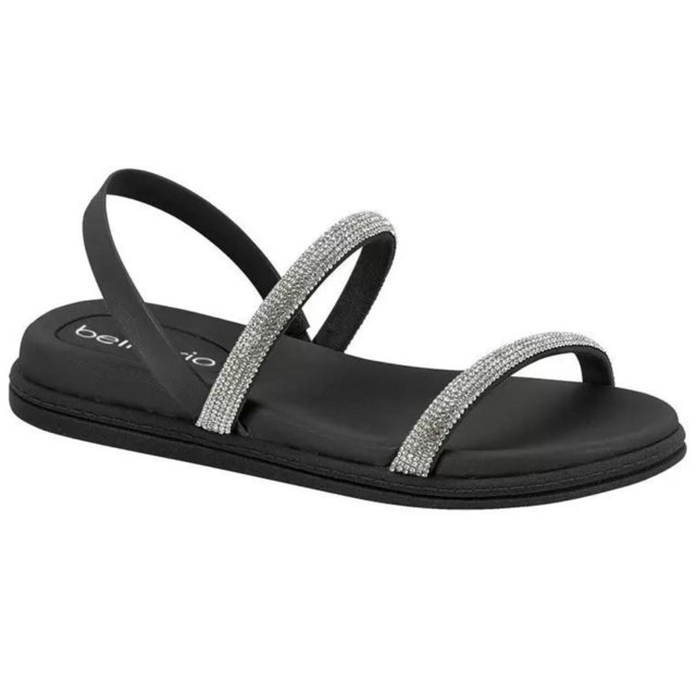 Sandália Beira Rio Rasteira Feminina Strass Terê Calçados