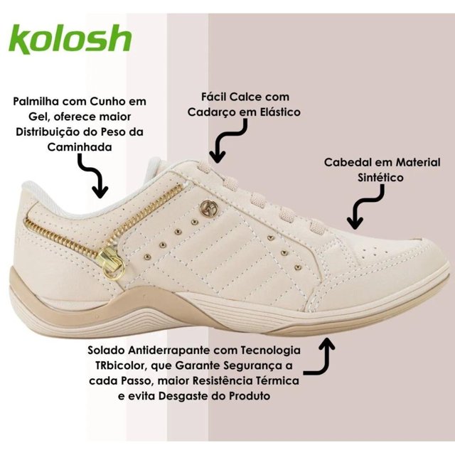 Tênis Kolosh Casual Feminino Cunho Em Gel C3661-03 Terê Calçados