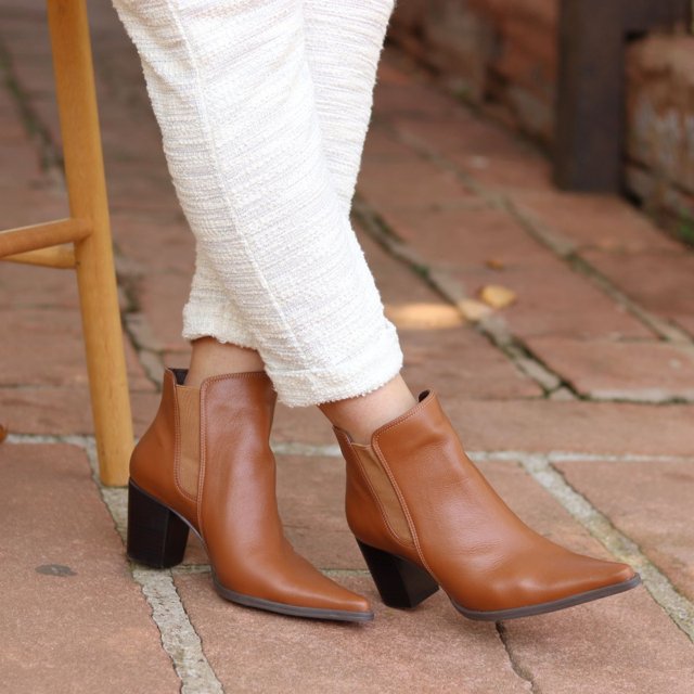 Dina Mirtz Bota Com Salto Cano Curto Feminina Salto Grosso Bota