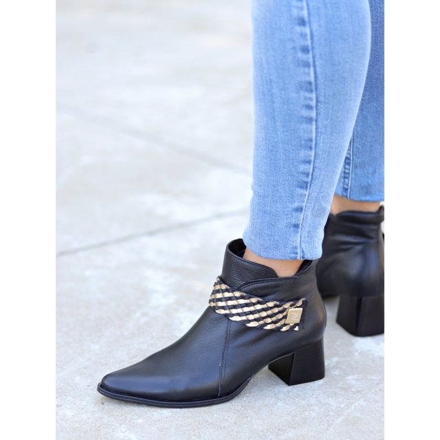 Bota Salto cm com Tira Trançada Dina Mirtz Melania Benett