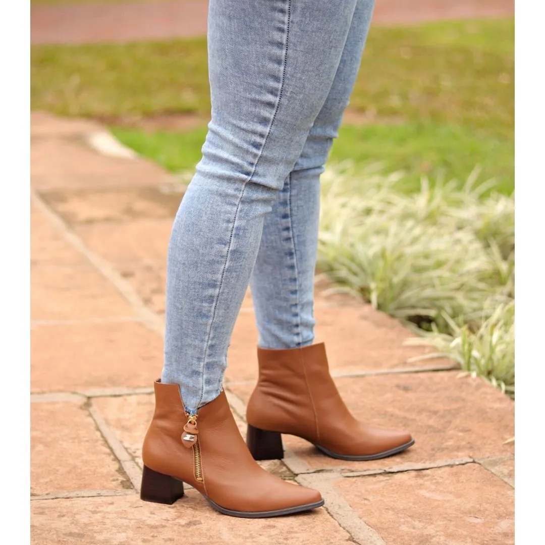 Bota Bico Fino Dina Mirtz Comprar Bota Cano Curto Salto Baixo