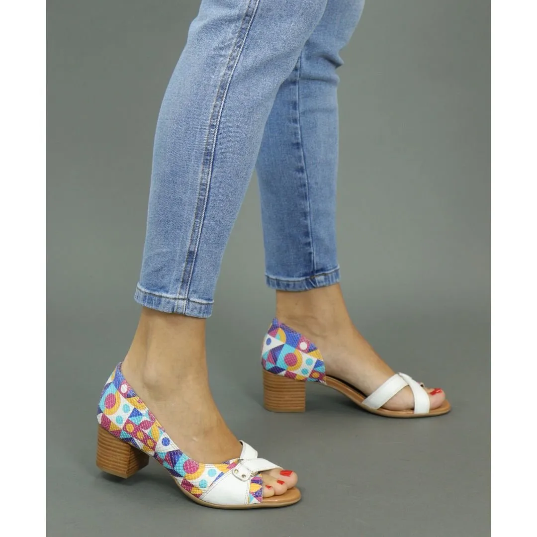 めい　0430 Compre Peep Toe RetrÔ Azul Marinho e Fendi| Sapato RetrÔ | Sapato