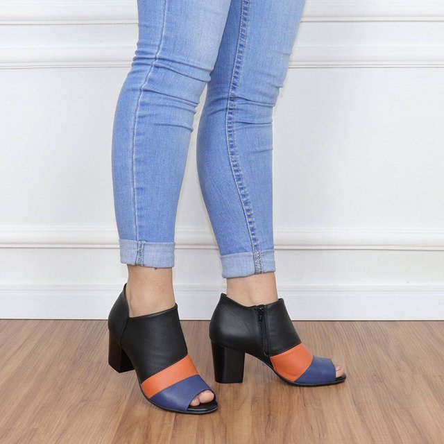 Dina Mirtz Open Boot Salto Baixo Sandália Ankle Boot Três Cores