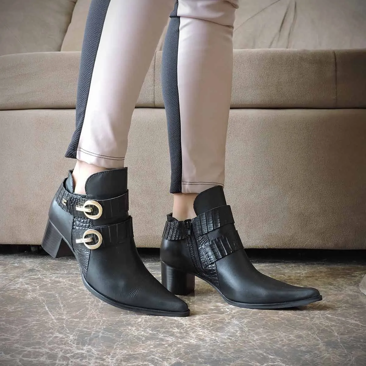 Bota Feminina Cano Curto Salto Baixo Dina Mirtz Melania Benett