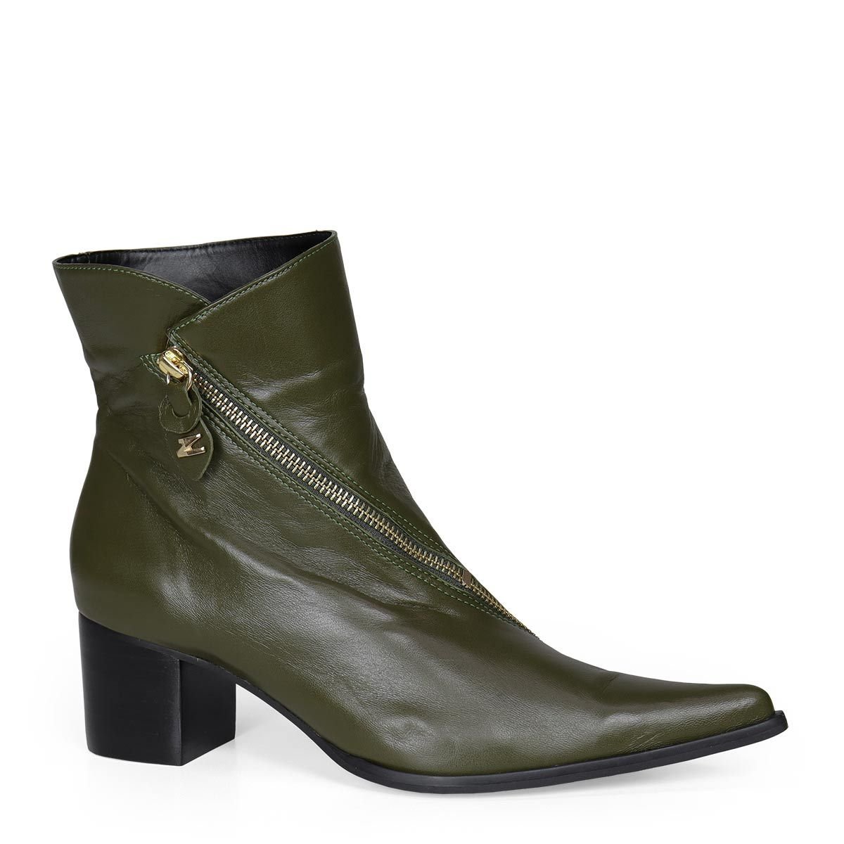 Bota Bico Fino Com Zíper Diagonal Dina Mirtz (Salto 5) | Melania
