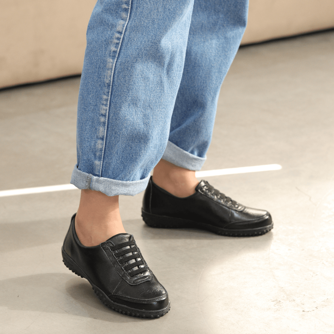 Couro Tenis Polo Preto Feminino Tenis Casual Feminino Sapatenis