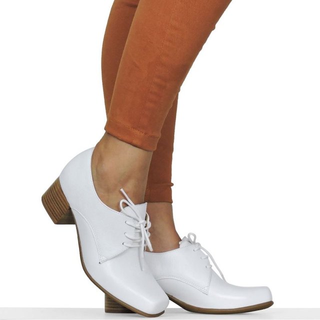 Sapato Branco Bico Quadrado Dina Mirtz