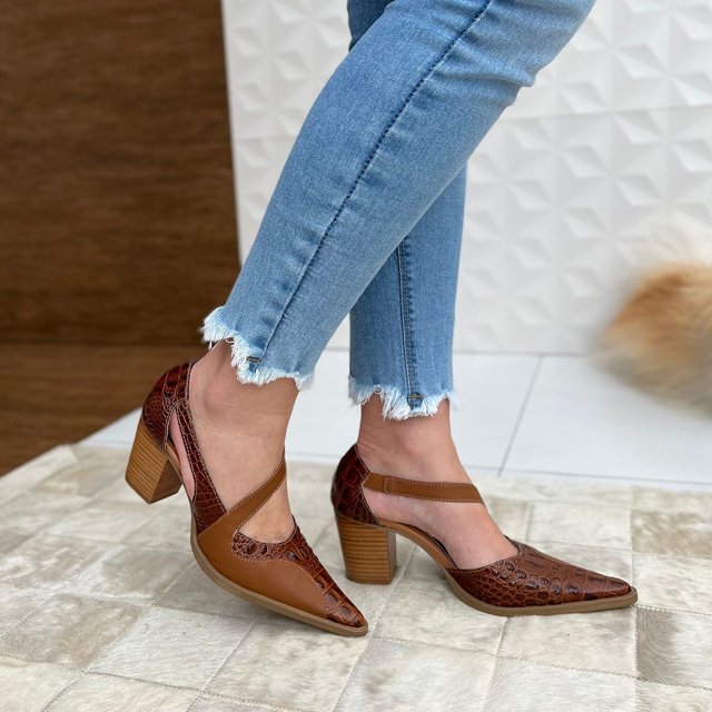 SAPATO SOCIAL SALTO GROSSO DINA MIRTZ REF 20931 Fino Raro Site