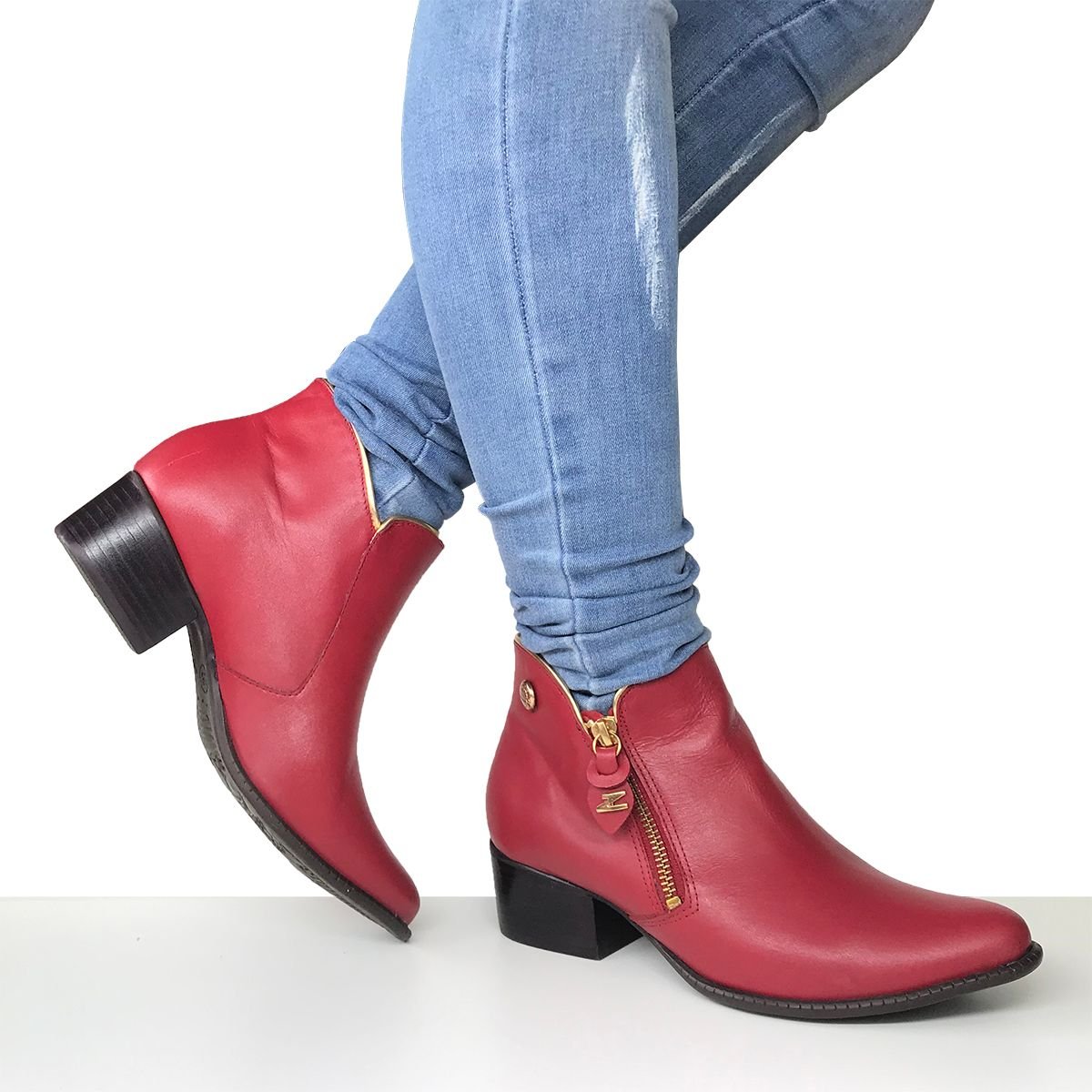 Bota Vermelha Botas Femininas Cano Curto Veludo Looks Com Bota