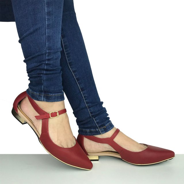 Sapatilha em couro bico fino estilo boneca Fino Raro Site 100