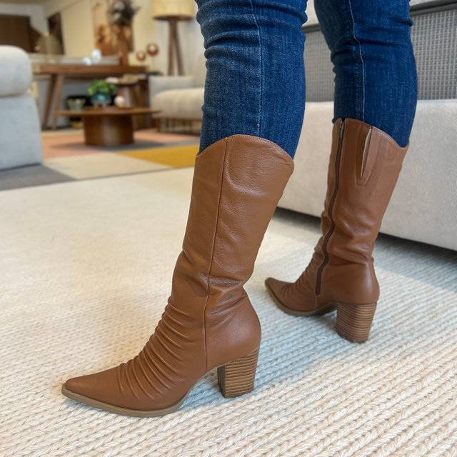 Bota Feminina Cano Longo Salto Bloco Dina Mirtz Ref 22807 Fino