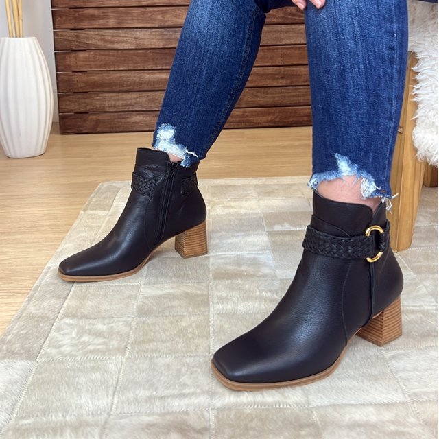 Bota Chelsea Botas Salto Quadrado Dina Mirtz Bota Cano Curto Com