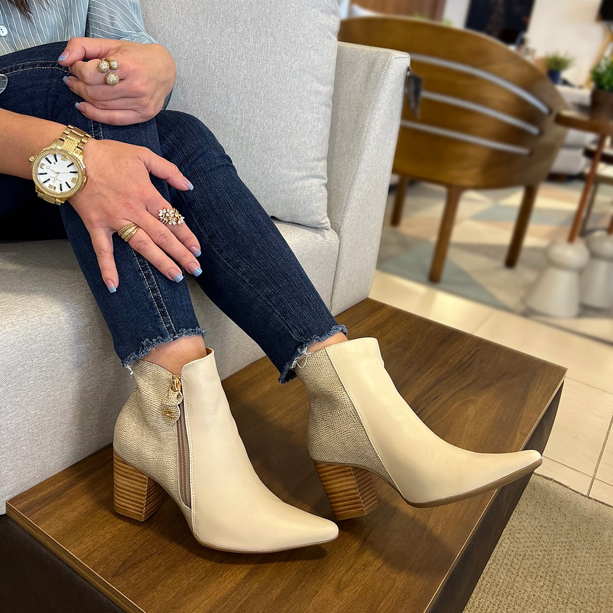 Dina Mirtz Bota De Cano Baixo Com Salto BOTA SALTO BAIXO CANO