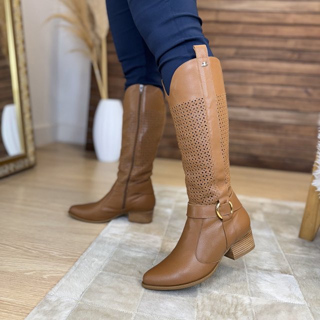 Bota Couro Botas Femininas 2019 Sem Salto Moda Bota Montaria Sem
