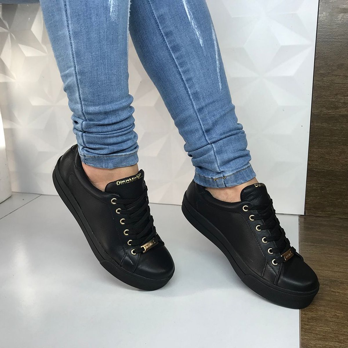 Tênis Feminino Preto Dina Mirtz Fino Raro Site 100%