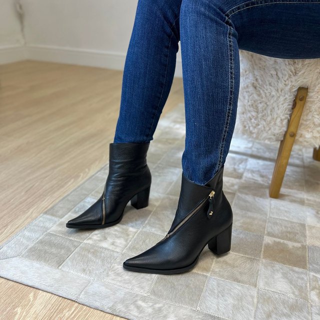 Dina Mirtz Bota Cano Curto Azul Bota Couro Feminina Bota Estilosa