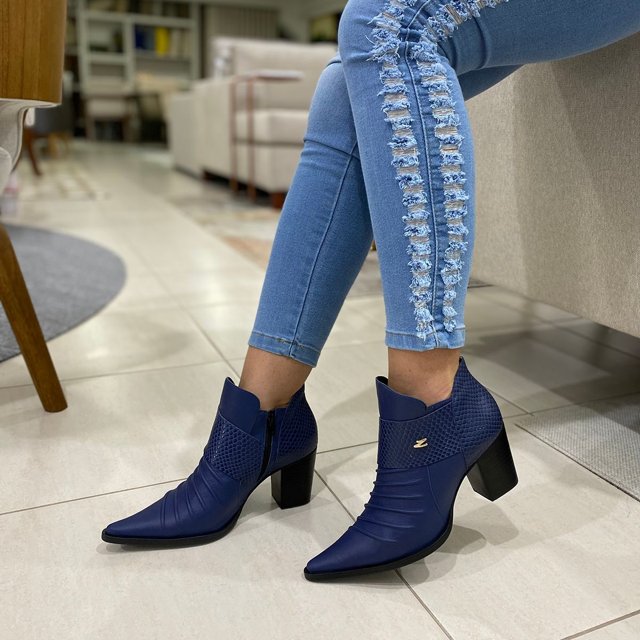 Dina Mirtz Bota Cano Curto Bico Quadrado Salto Fino Bota Preta