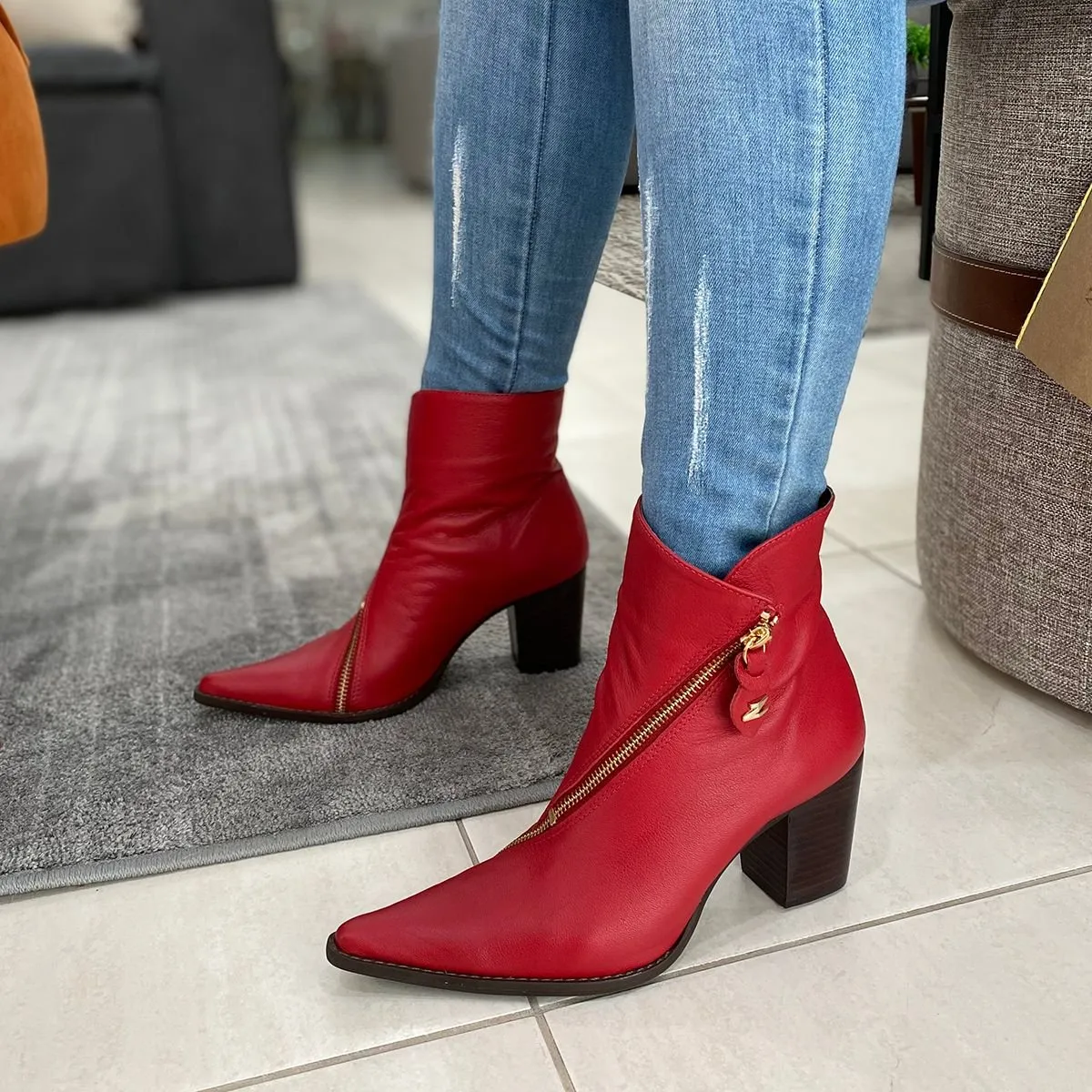 Bota Vermelha Bota Salto Fino Bico Fino Bota Bottero 335702 Salto