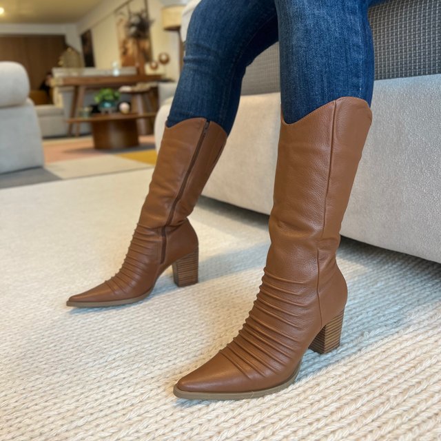 Salto Alto Botas Femininas Cavalgada Bota Cano Alto Bico Fino