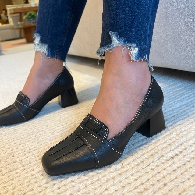 Sapato Scarpin Bico Quadrado Salto Baixo Dina Mirtz Ref 21302