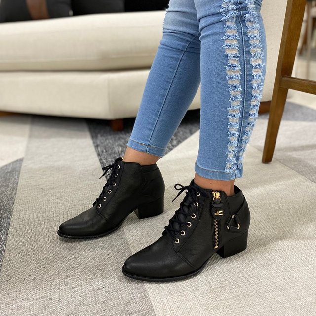 Coturno Feminina Salto Baixo Bota Coturno Cano Curto Bota Coturno