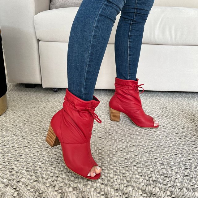 Botas Cano Curto Botinha Aberta Na Frente Bota Feminina Ankle Boot