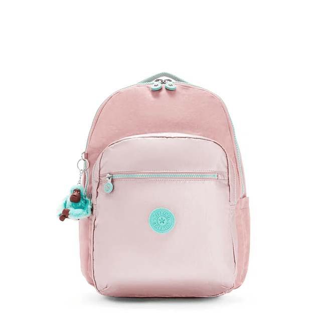 Mochila Kipling Seoul Go Rosa Metalizado | Papelaria Art Pel