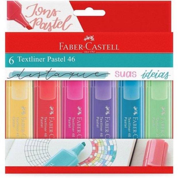 Marca Texto Textliner 46 Faber Castell Kit com 6 Cores Papelaria Art Pel Marca Texto Textliner 46 Faber Castell Kit com 6 Cores Papelaria Art Pel