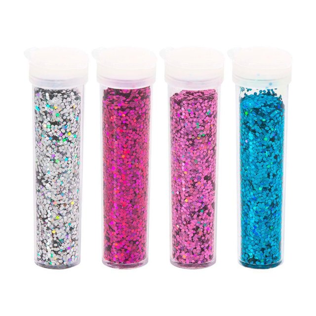 Glitter Shaker BRW com 4 Tubos Coloridos Hexagonal Papelaria Art Pel