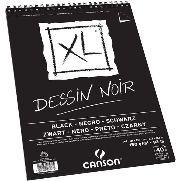 Bloco Canson Xl Dessin Noir 150gm² Folha Pretas A4 Papelaria Art Pel 8783