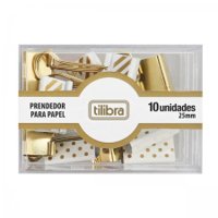 Prendedor de Papel Dourado Tilibra 25mm com 10 Unidades