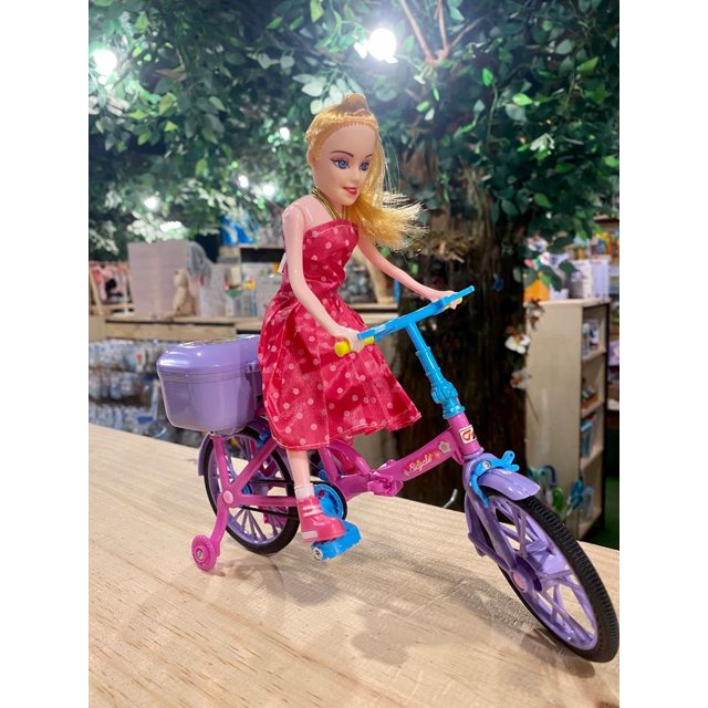 Boneca Articulada Tipo Barbie Musical Com Bicicleta E Acessórios