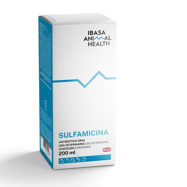 Sulfamicina Ibasa 200ml - Antibiótico Uso Oral de Sulfadimetoxina e Neomicina