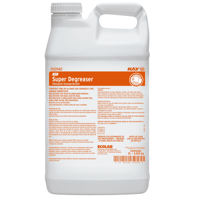 Kit Super Desengordurante Ecolab + Caixa Plástica 70 lts. Topp Table