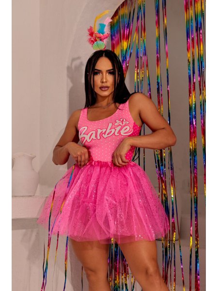 Body Maio Fantasia de Carnaval 2023 Barbie Kit 2 Pecas