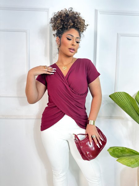 Blusa Transpassada Blusas De Viscose Da Moda Blusa Feminina Em