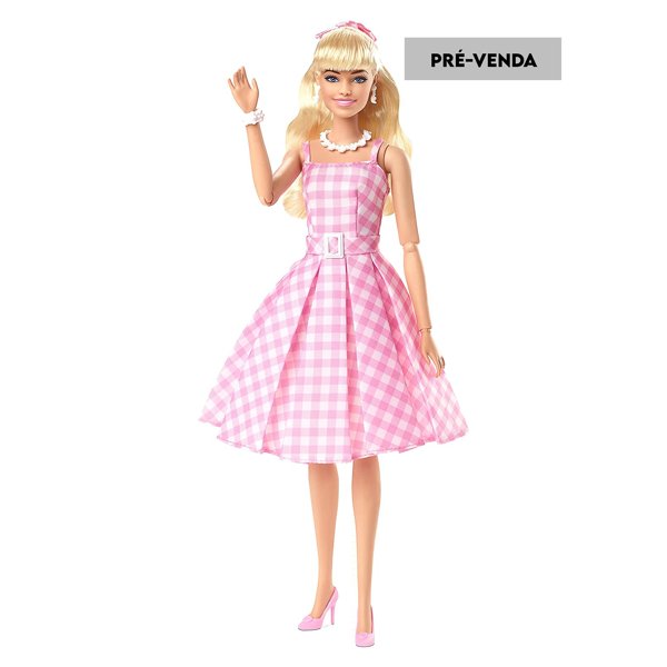 PRÉ-VENDA Boneca Barbie Signature Barbie in Pink Vestido Xadrez ...