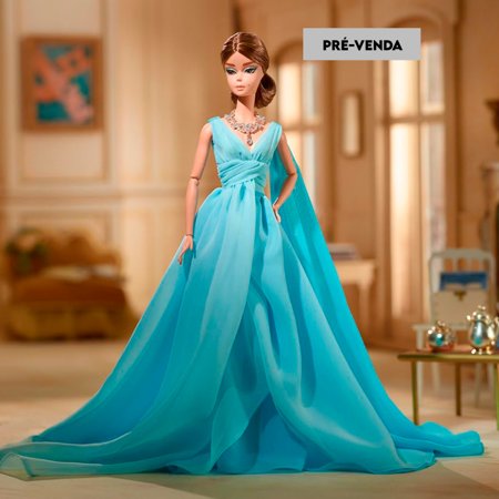 PRÉ-VENDA Boneca Barbie Collector Silkstone Blue Chiffon Ball Gown Mattel