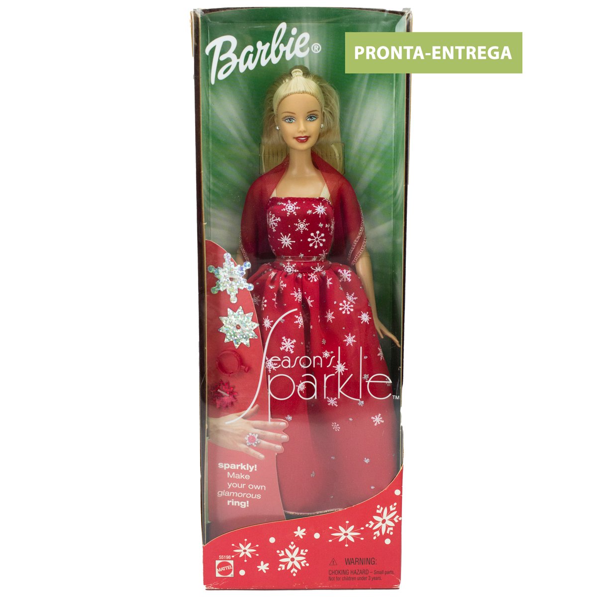 Barbie Seasons Sparkle Doll - Holiday Barbie In Red Dress With Snowflake  Shawl Barbie Furniture
