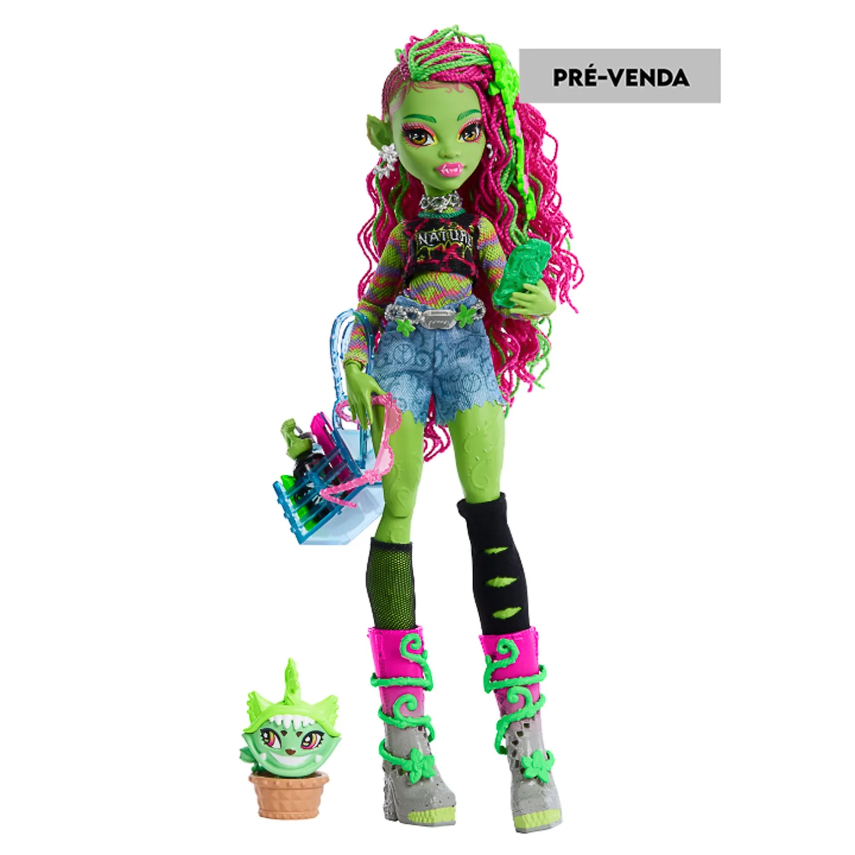 PRÉ-VENDA Boneca Monster High Venus McFlytrap Fashion Doll with Pet Chewlian - Mattel