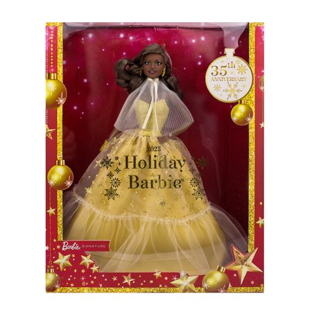 Barbie Signature poupée de Collection Joyeux Noël en Robe argentée