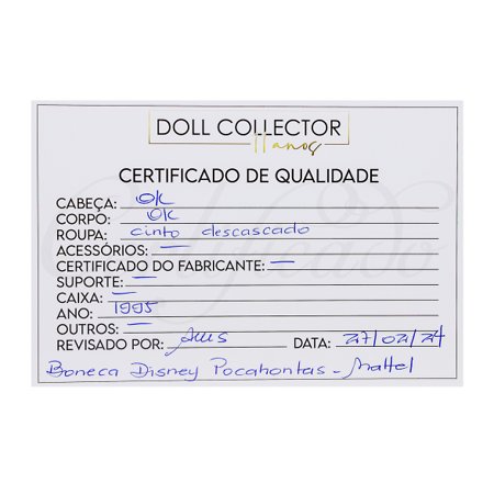 Boneca Disney Pocahontas - Mattel (Removida da Caixa)