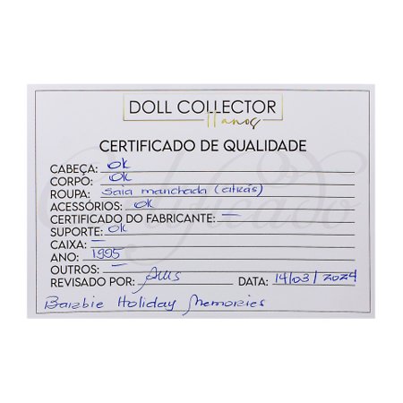 Boneca Barbie Collector Holiday Memories - Mattel (Removida da Caixa)