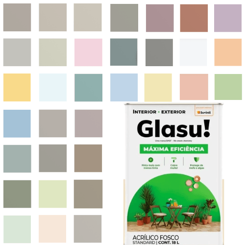 Tinta Glasu Suvinil Máxima Eficiência Fosco 16lt - Escolha sua cor ...