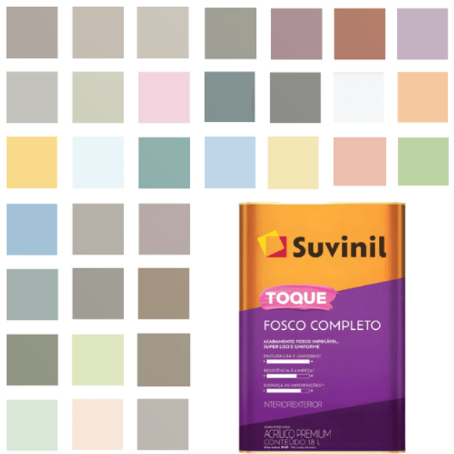 Tinta Acrílica Toque Fosco Completo Suvinil 16L - Escolha sua cor ...