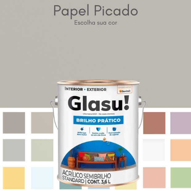 Tinta Glasu Suvinil Lavável Semi Brilho 3,2L - Escolha sua cor ...
